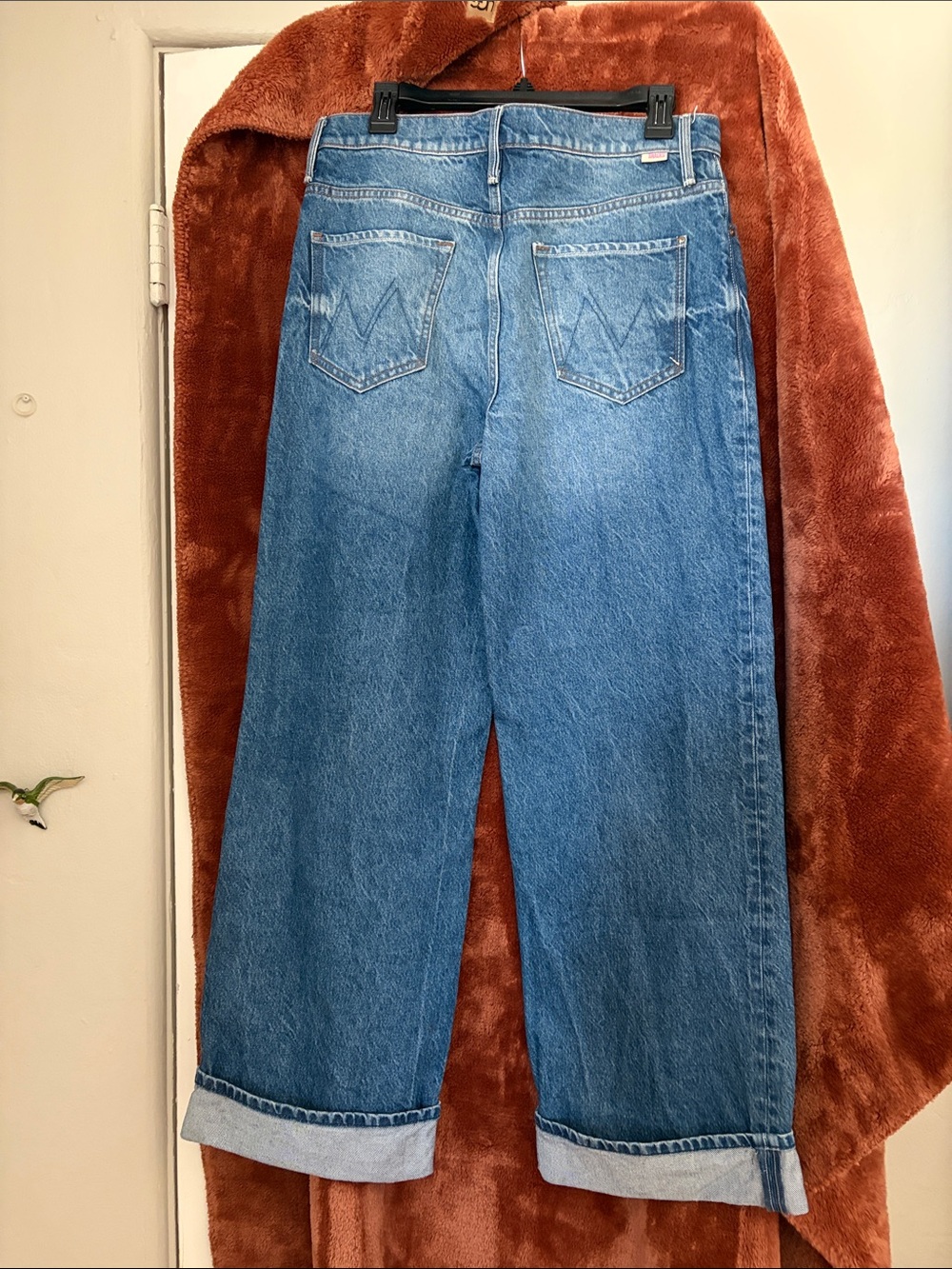 MOTHER Wide-Leg Flare Jeans in Medium Blue Denim